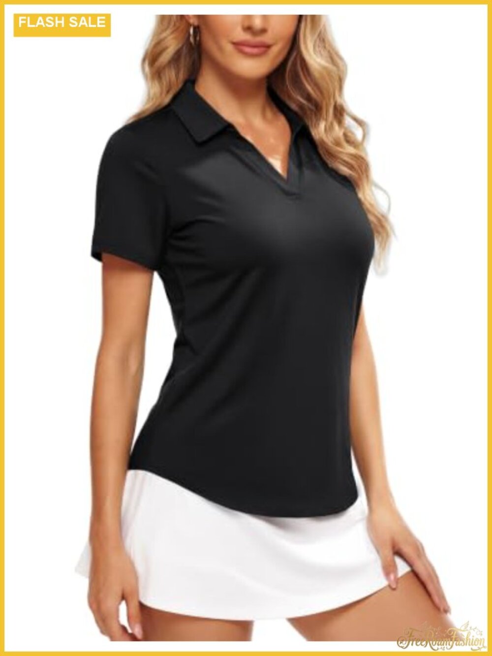 TACVASEN Women's Polo Shirt Short Sleeve V-Neck Golf Top